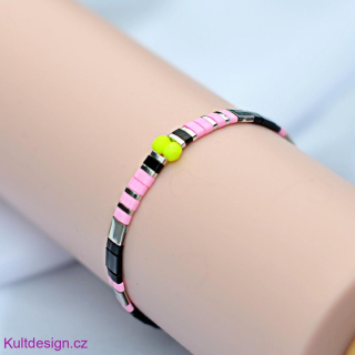 Miyuki náramek neonky, černá stříbrná