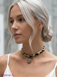 Choker náhrdelník s leopardím vzorem filigrán